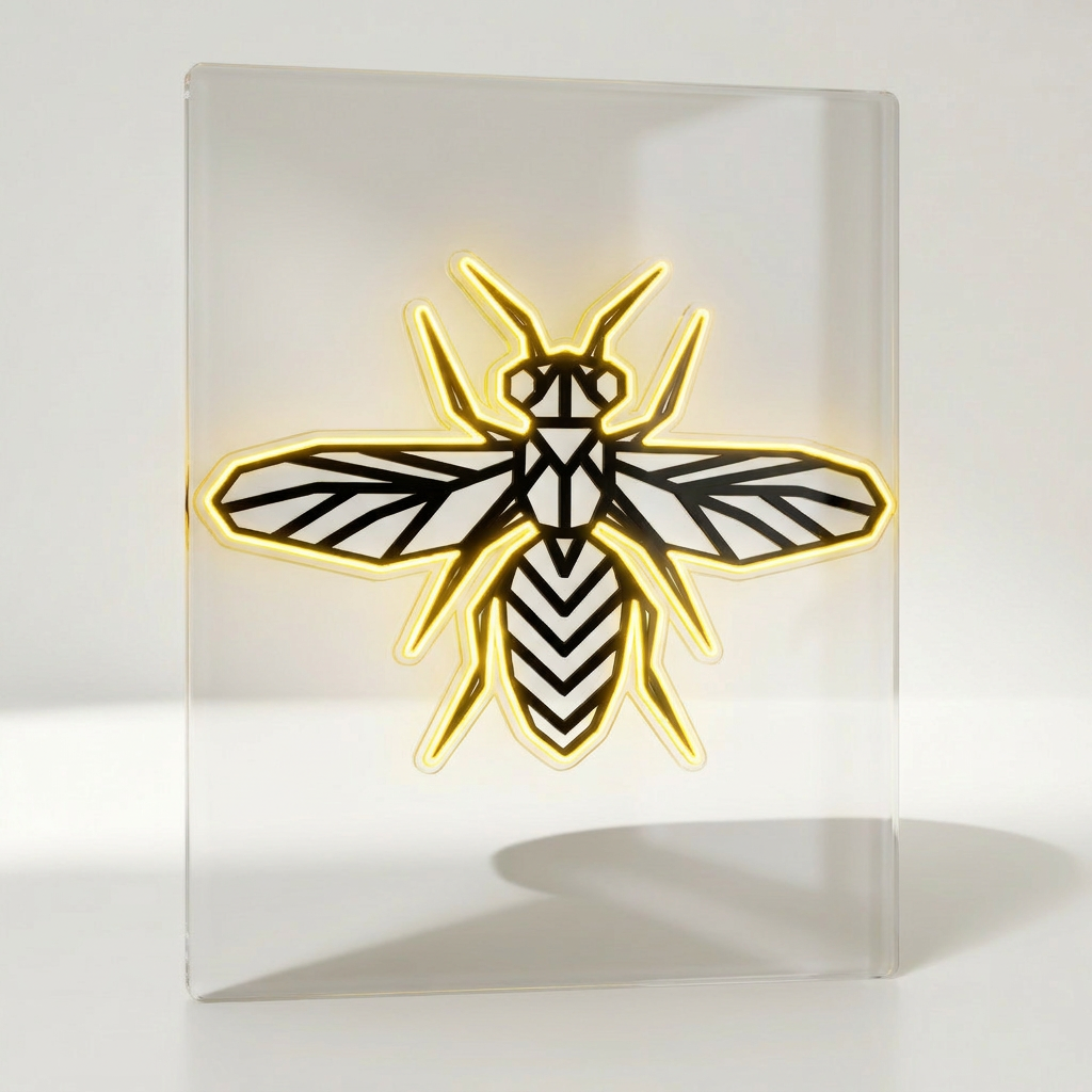 MELIA LED-Wandleuchte mit Bienenmotiv auf transparentem Acryl, 40 bis 110 cm – Lorenz Laurent Home