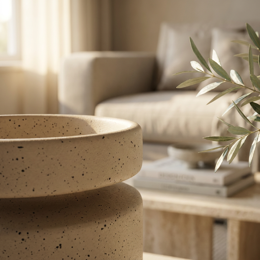 MILA Keramik Vase mit 30 Prozent recyceltem Material, sandige Oberfläche, wasserdicht – Lorenz Laurent Home