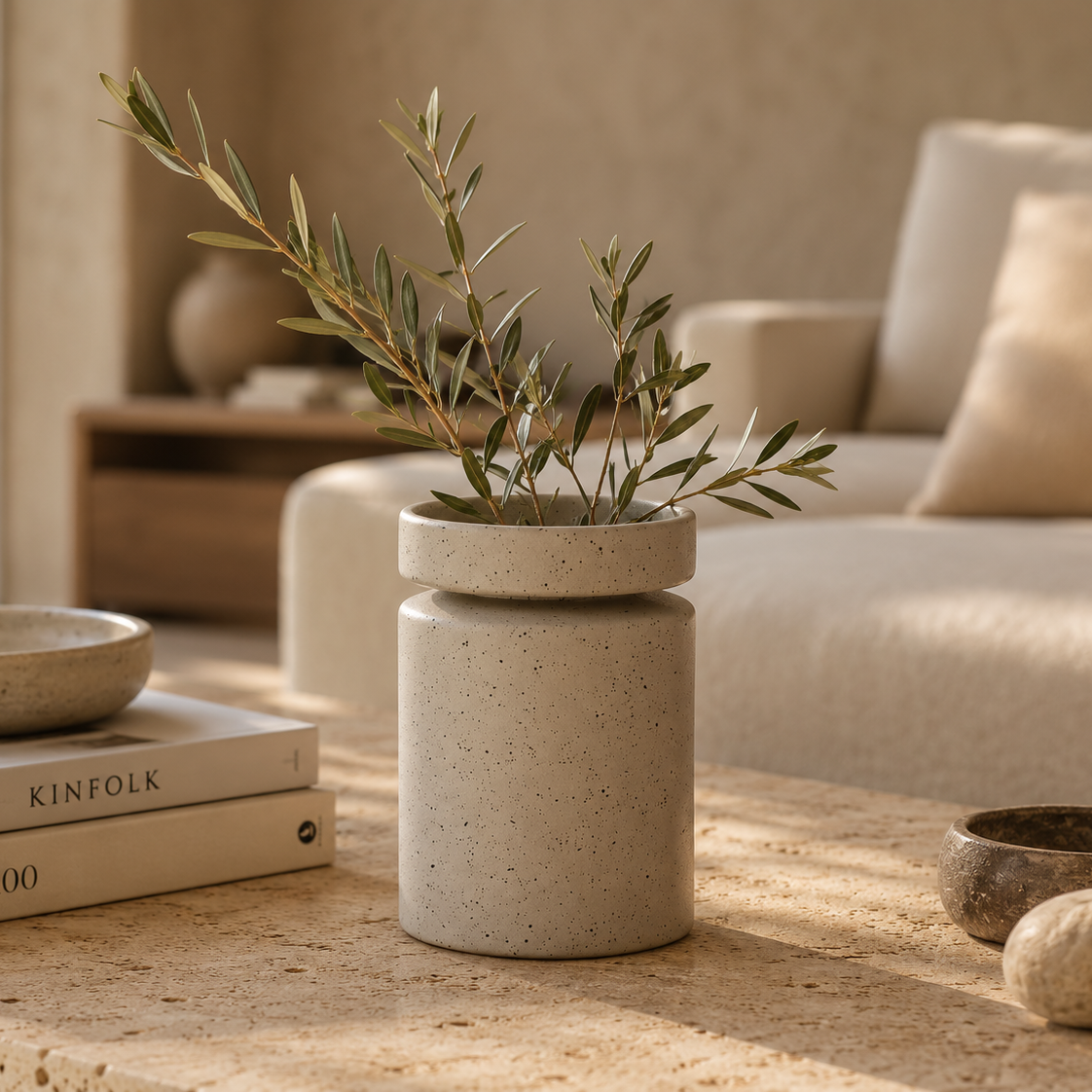 MILA Vase aus Keramik für frische Blumen, Trockenarrangements und Zweige, klein – Lorenz Laurent Home