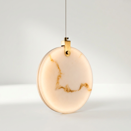MIRON Pendelleuchte aus Marmor in Alabaster mit runden Schirmen, Ø 30 cm – Lorenz Laurent Home
