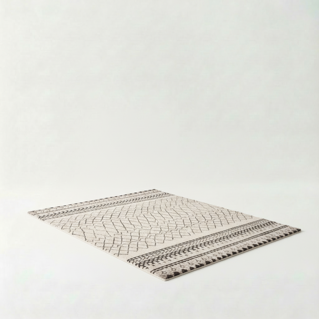 MARRA Teppich mit Berbermuster in Beige und Schwarz aus Polypropylen und Jute – Lorenz Laurent Home