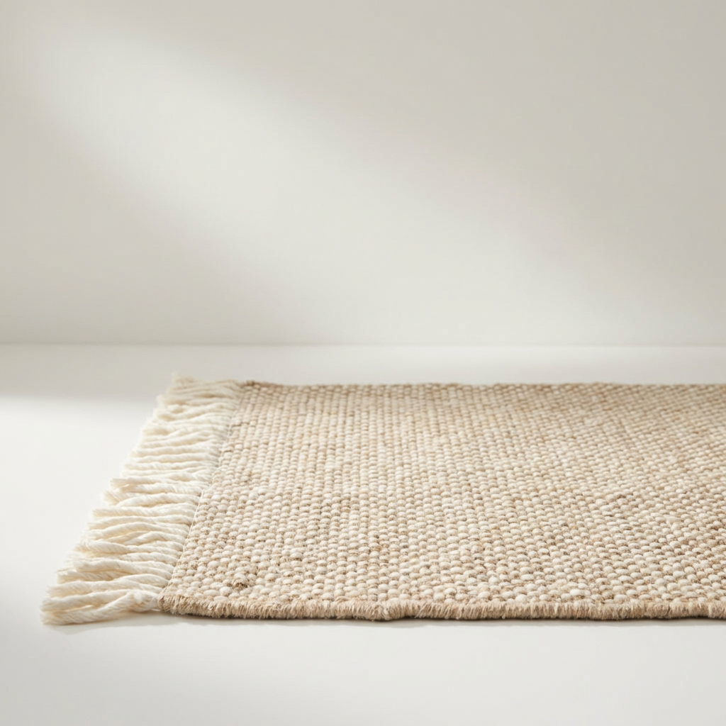 NELSON Naturteppich aus 100 Prozent ungefärbter Wolle in Beige und Off-White, handgewebt – Lorenz Laurent Home