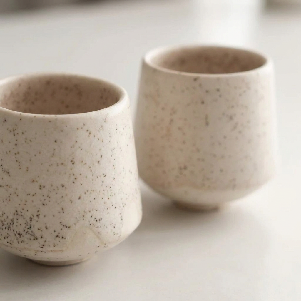 NIVA Tasse mit heller Oberfläche und feiner Sprenkelung, spülmaschinenfest – Lorenz Laurent Home