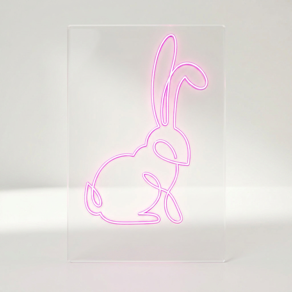 NIVO Hasenlicht als LED-Schild mit Hasenmotiv auf transparentem Acryl, 50 bis 100 cm – Lorenz Laurent Home