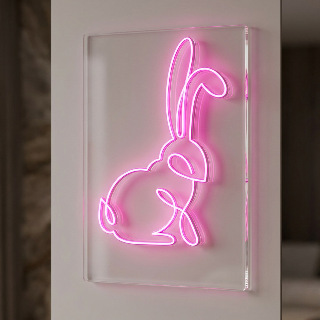 NIVO Hasenlicht mit leuchtender Kontur, in Weiß, Rot, Grün und weiteren Farben – Lorenz Laurent Home