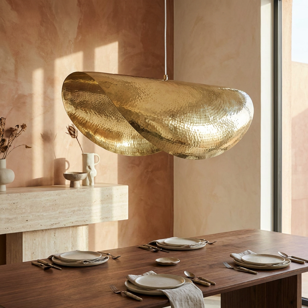 NOOR Pendelleuchte aus Messing mit glatter Oberfläche für Esstisch, Sideboard und Foyer – Lorenz Laurent Home