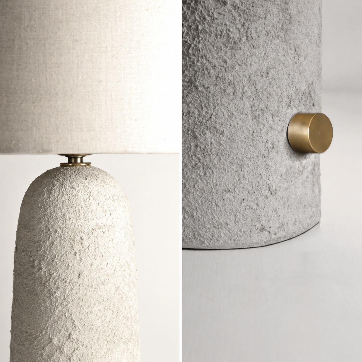 NOOR Tischlampe mit rauer Betonoberfläche und Drehdimmer für warmes, regelbares Licht – Lorenz Laurent Home