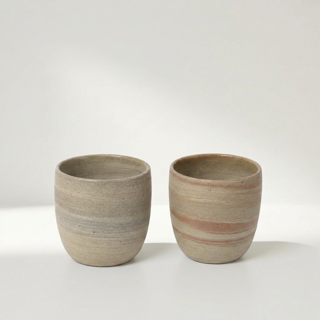 N&S Café Tasse aus recycelter Keramik mit marmorierter Oberfläche, 150 ml, 7 x 7 cm – Lorenz Laurent Home