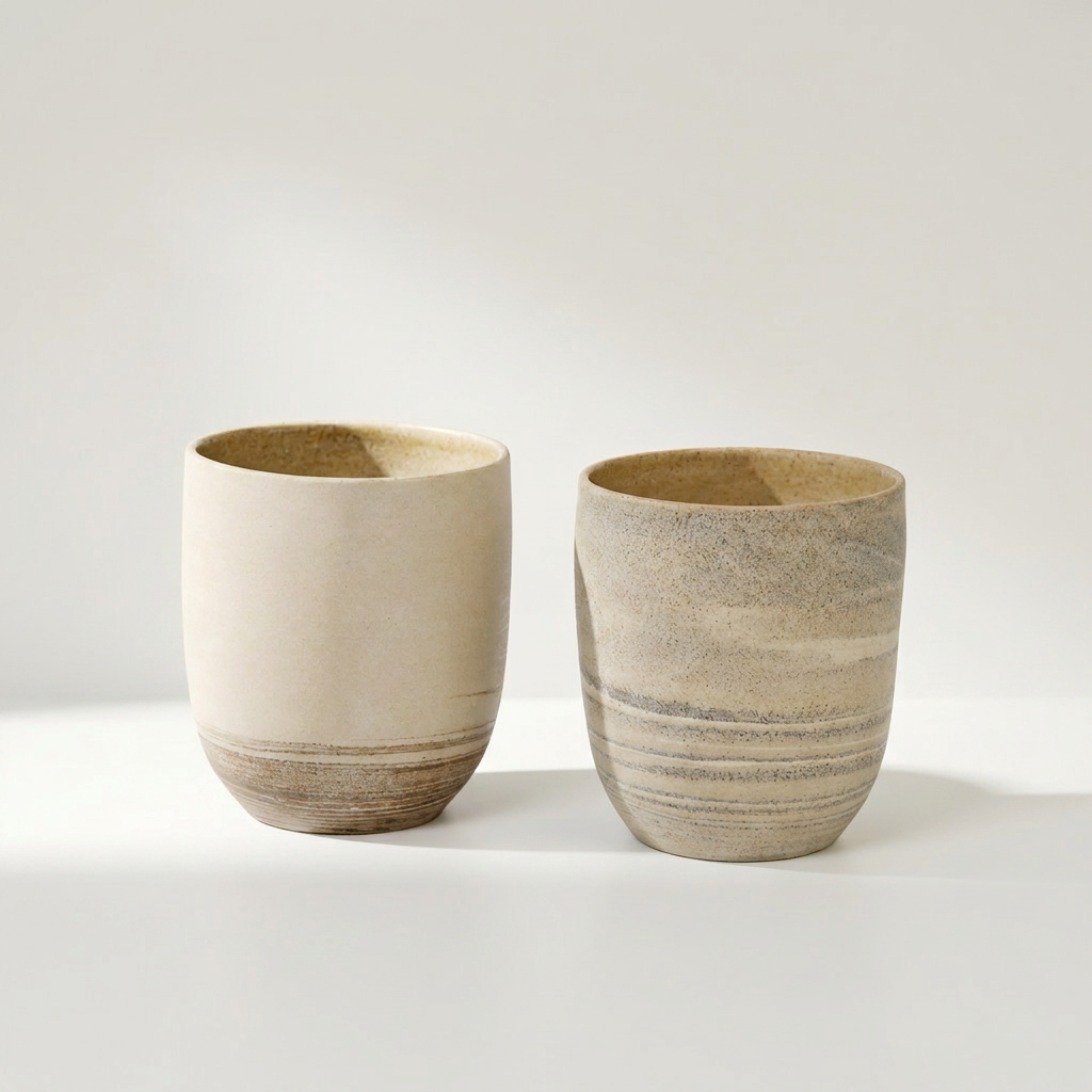 N&S Lungo Tasse aus recyceltem Steinzeug mit marmorierter Oberfläche, 230 ml, Ø 7,5 cm – Lorenz Laurent Home