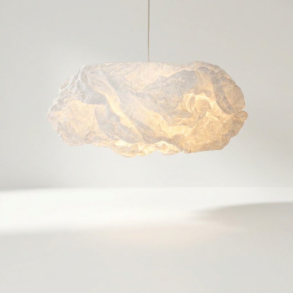 NUAGE Pendelleuchte mit wolkenartigem Schirm aus papierähnlicher Faser, Ø 40 cm – Lorenz Laurent Home