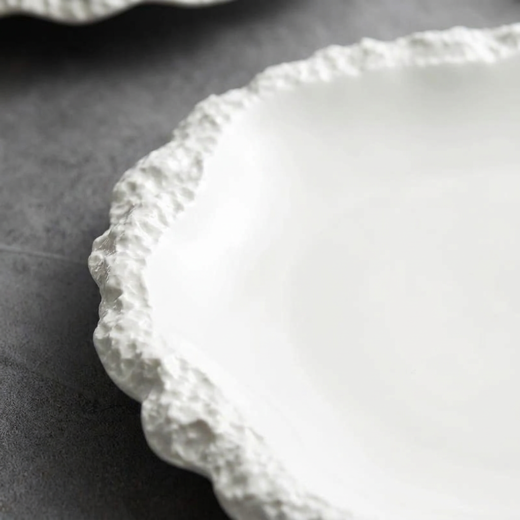 PALEO Teller mit glatter Innenfläche und grober Randstruktur für Plating und Food-Styling – Lorenz Laurent Home