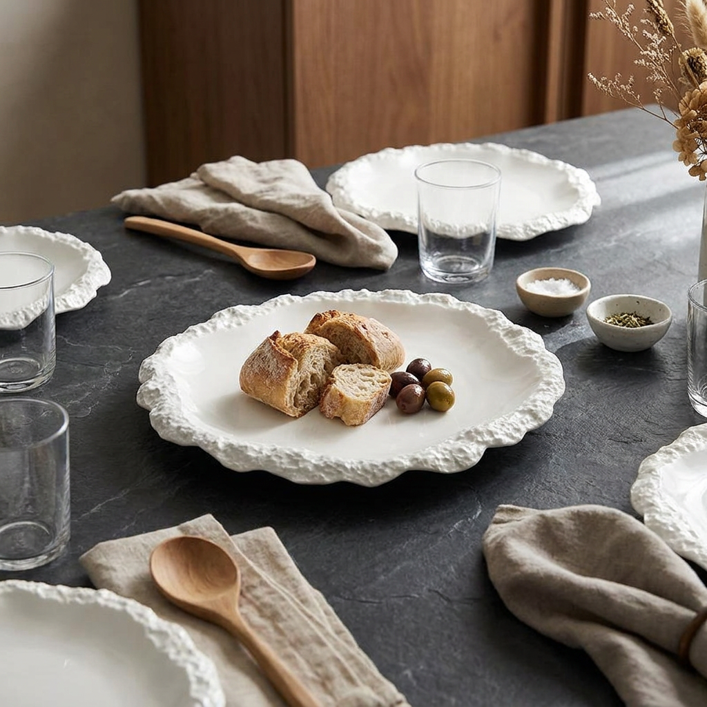 PALEO Teller aus Porzellan in drei Größen, spülmaschinenfest und nur 2,5 cm hoch – Lorenz Laurent Home