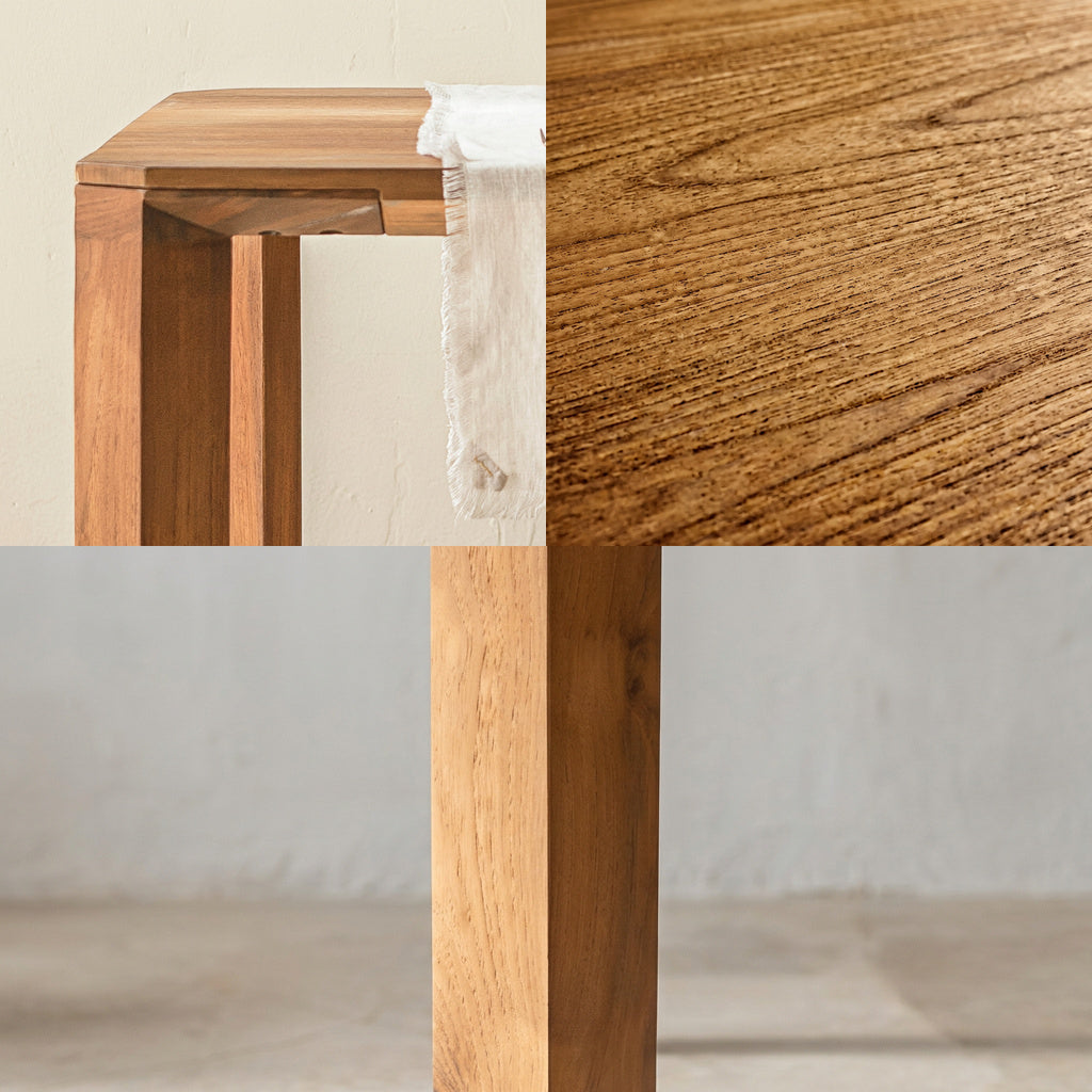 PAMERAN Esstisch im Detail, Gehrung an der Ecke und offene Maserung – Lorenz Laurent Home