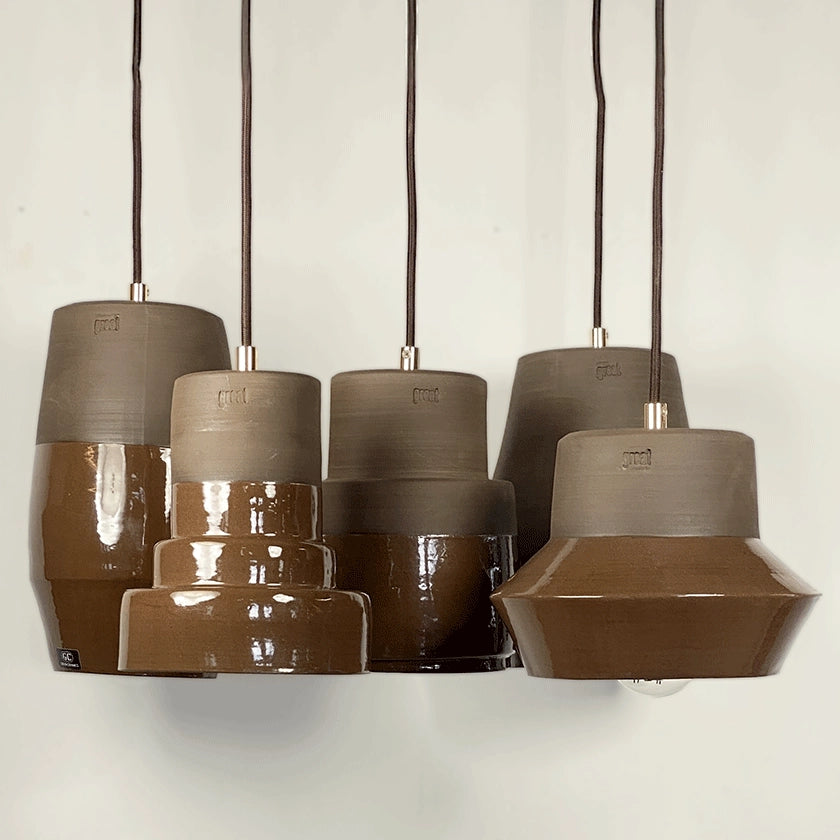 Pendelleuchten aus Keramik in Steinoptik, Serie mit fünf Modellen, Kabellänge 200 cm – Lorenz Laurent Home