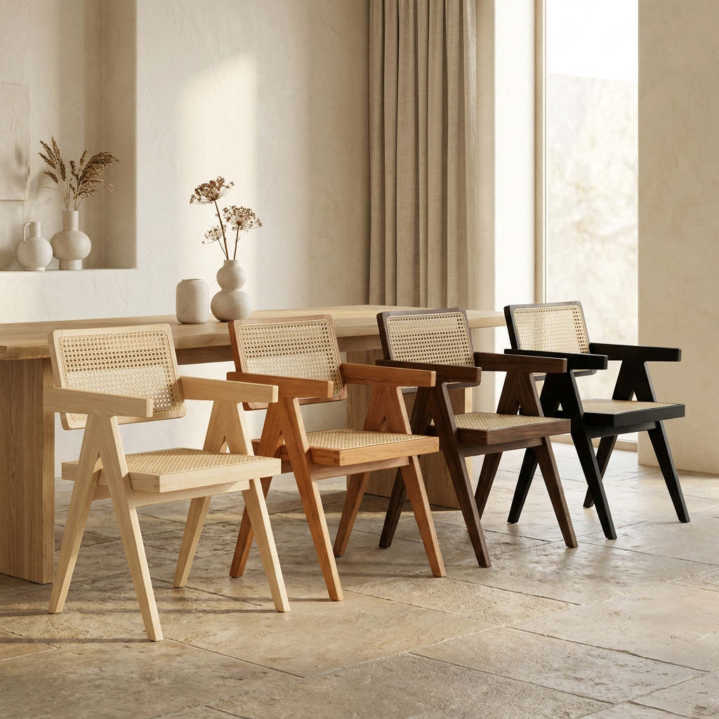 PIERO Armlehnstuhl mit Rattansitz und unsichtbar verbauten Schrauben aus Massivholz – Lorenz Laurent Home