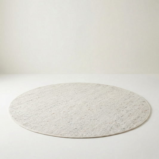 SCOTT Wollteppich rund in heller Naturfarbe, flach gewebt, Ø 160 oder Ø 200 cm – Lorenz Laurent Home