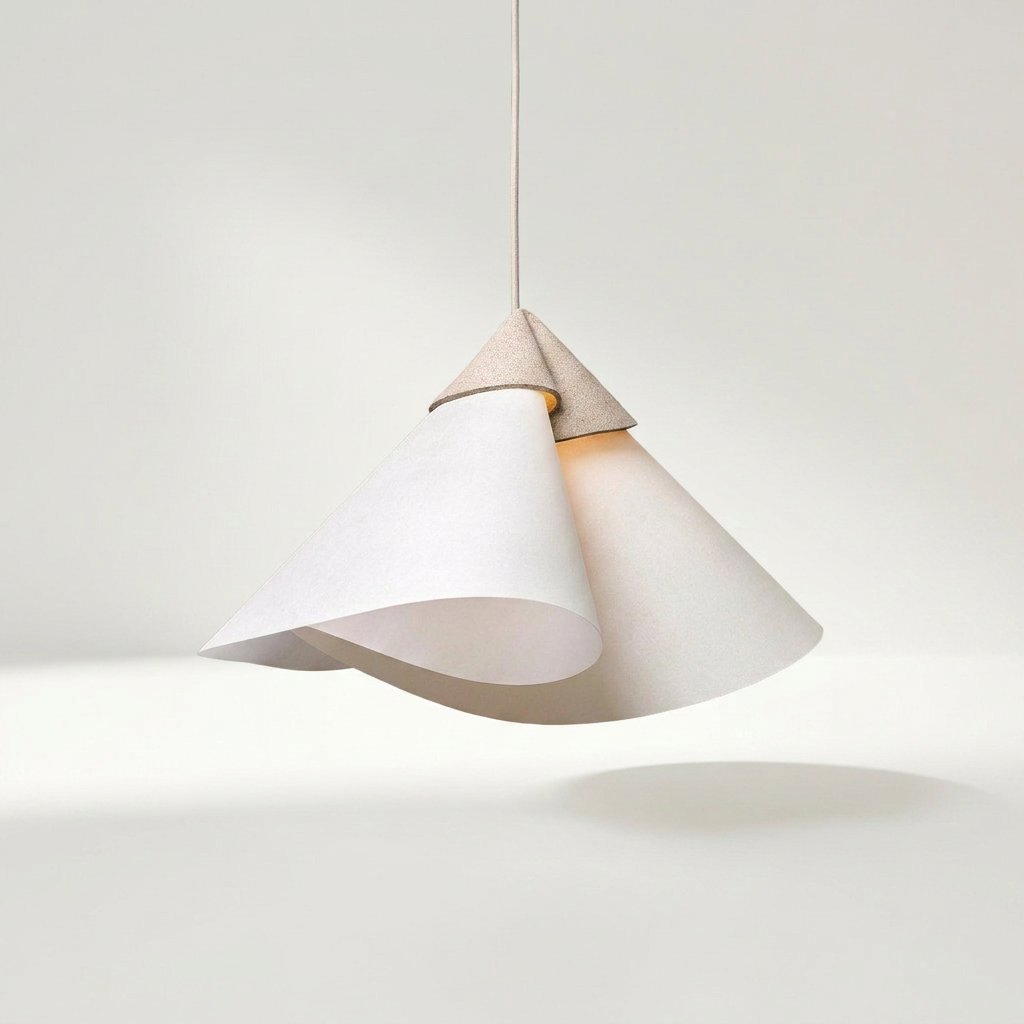 SHAYD Pendelleuchte aus Keramiksteinzeug mit Pergamentschirm, groß mit 58,4 x 58,4 cm – Lorenz Laurent Home