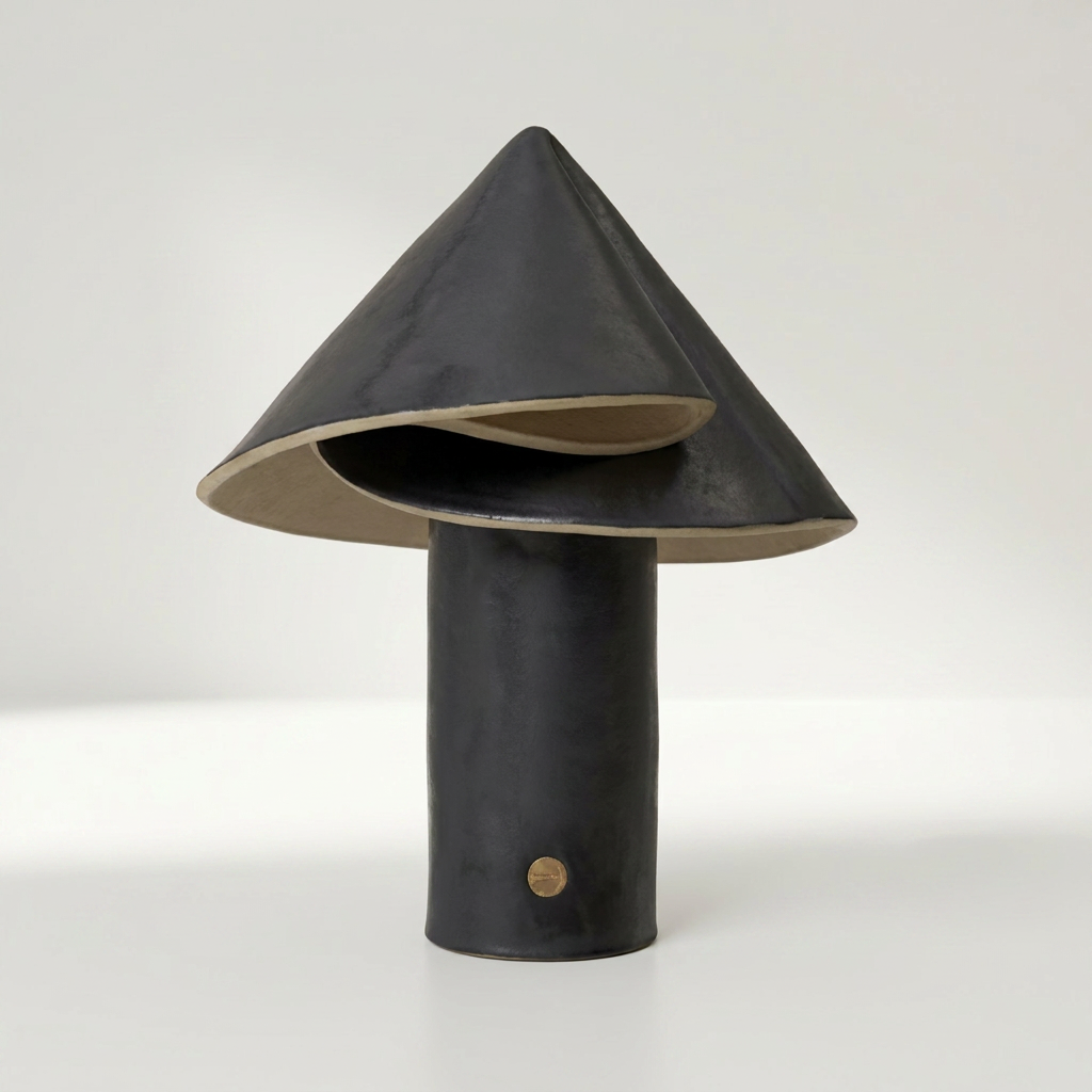 SHAYD Tischleuchte aus gefaltetem Ton in Graphit, 26,7 x 24,1 x 33 cm – Lorenz Laurent Home