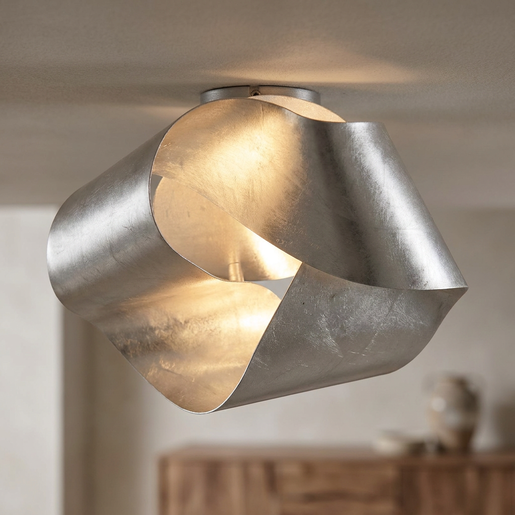 SILVA Deckenlampe in Silberoptik mit leicht reflektierender Metalloberfläche, 20 Watt – Lorenz Laurent Home