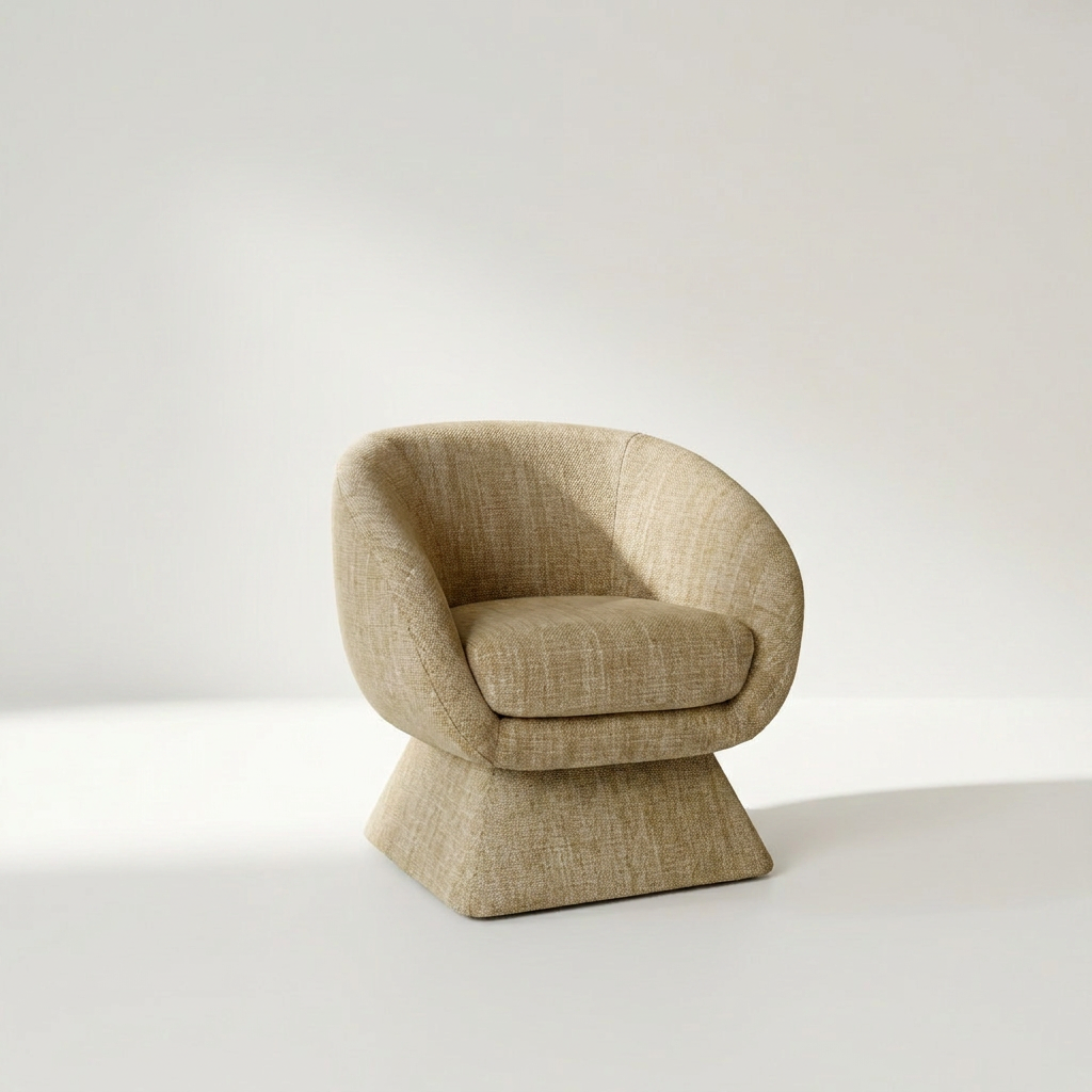 SOLA Drehsessel mit Tweedbezug in Ockergelb, 74 x 57 x 80 cm, mit Drehfunktion – Lorenz Laurent Home