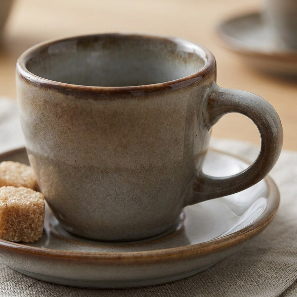 SORA Set mit vier Espresso-Tassen und vier Untertassen aus lebensmittelechter Keramik – Lorenz Laurent Home