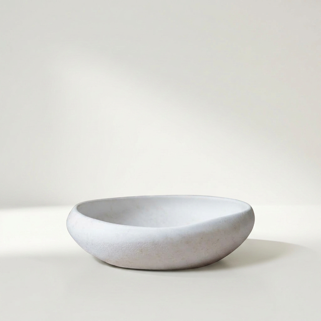 SORA Schale aus Steingut in Cremeweiß mit unregelmäßigem Rand, Ø 14 cm – Lorenz Laurent Home