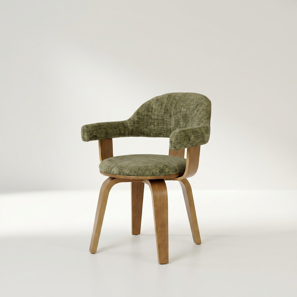 SORA Stuhl mit Stoffbezug in Khaki und Drehfunktion, 57 x 53,5 x 76 cm – Lorenz Laurent Home