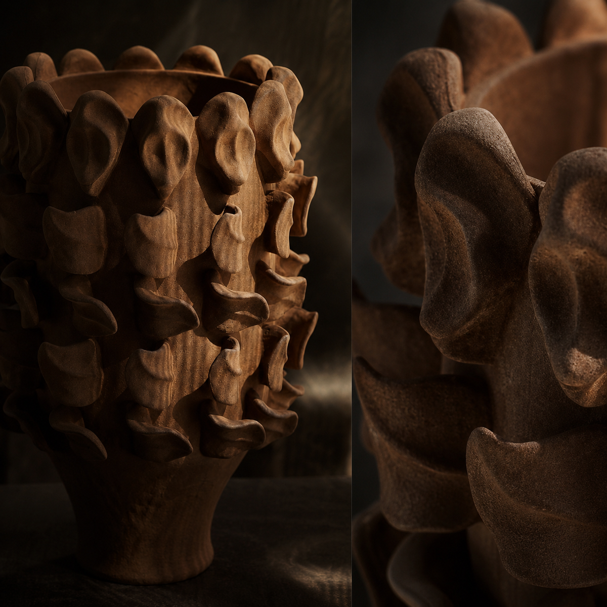 SORA Vase aus gegossener Porzellanerde, von Hand glasiert und 6,3 kg schwer – Lorenz Laurent Home