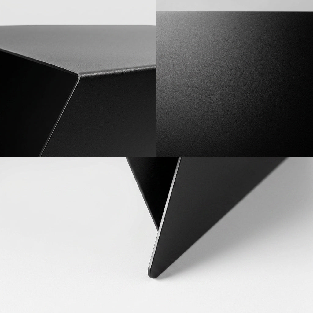 STALK Couchtisch-Set im Detail, Faltkante und matte Pulverbeschichtung – Lorenz Laurent Home