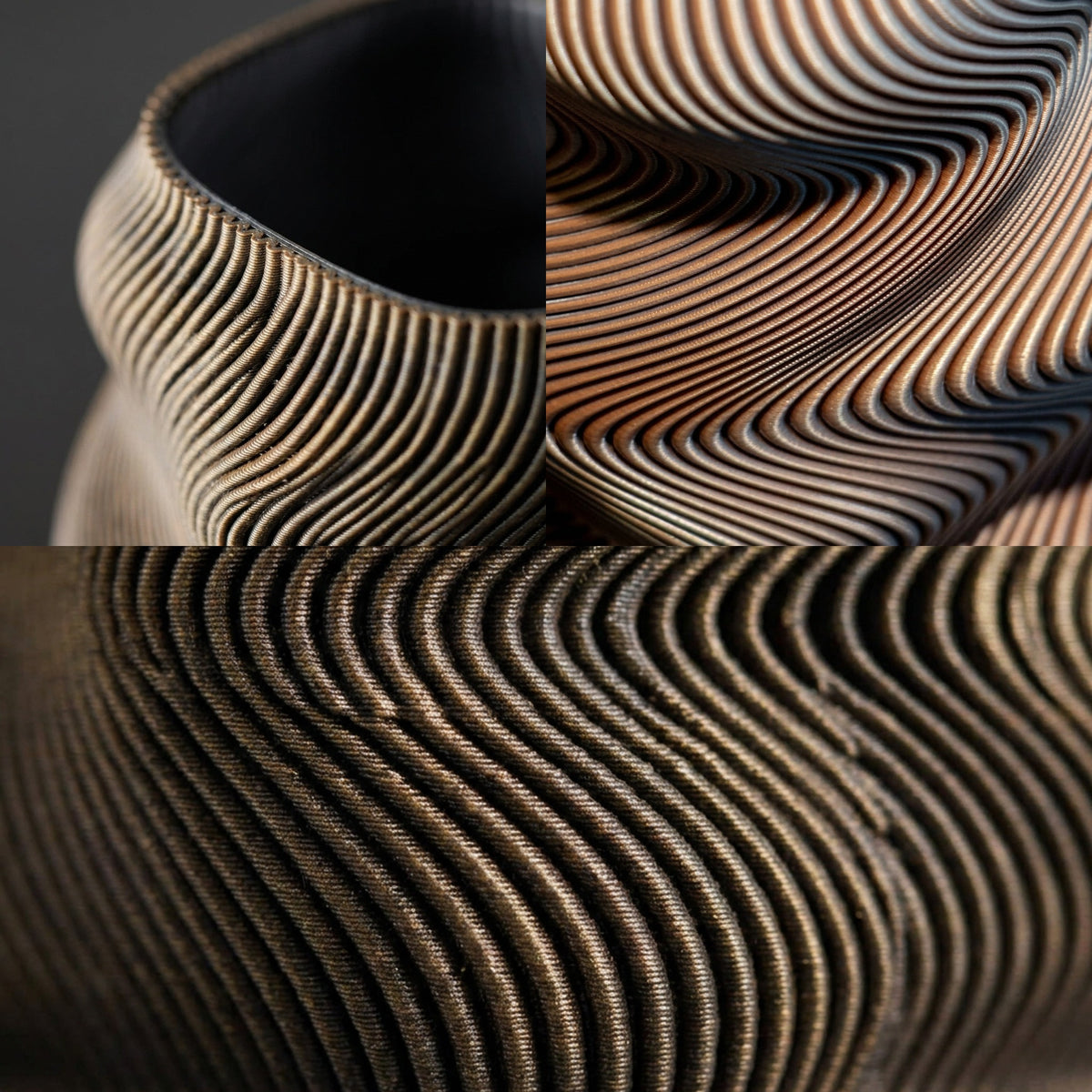 Materialdetails der STRATA Vase mit feinen Druckschichten und Moiré-Muster – Lorenz Laurent Home