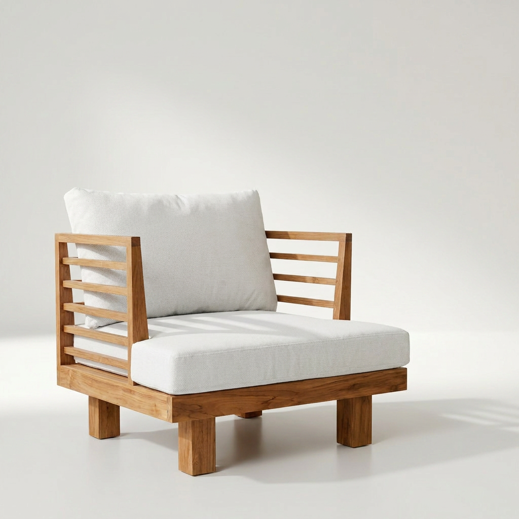 STRAUSS Outdoor-Sofa aus recyceltem Teakholz in Natur, 86 x 84 x 67 cm – Lorenz Laurent Home