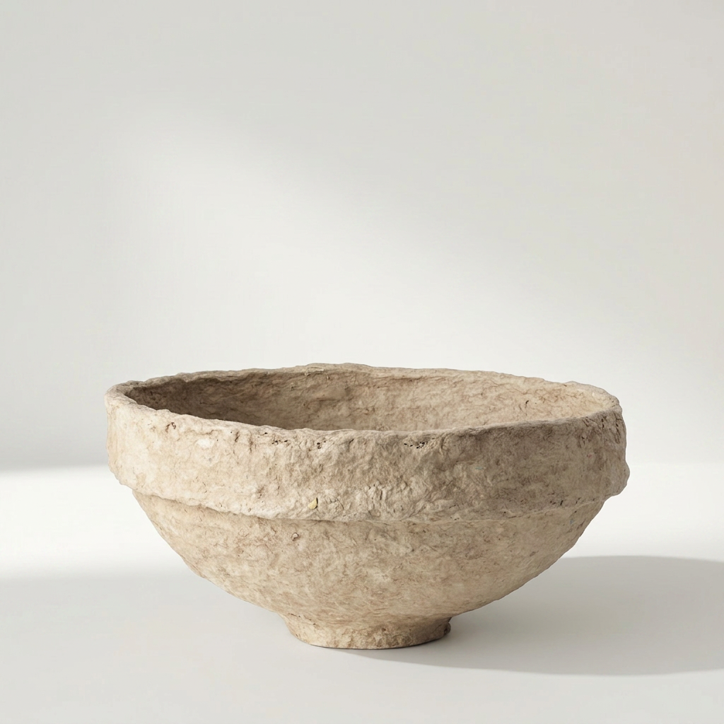 SUSTAIN Bowl groß aus recyceltem Pappmaché in Sand, Ø 35 cm und 15 cm hoch – Lorenz Laurent Home