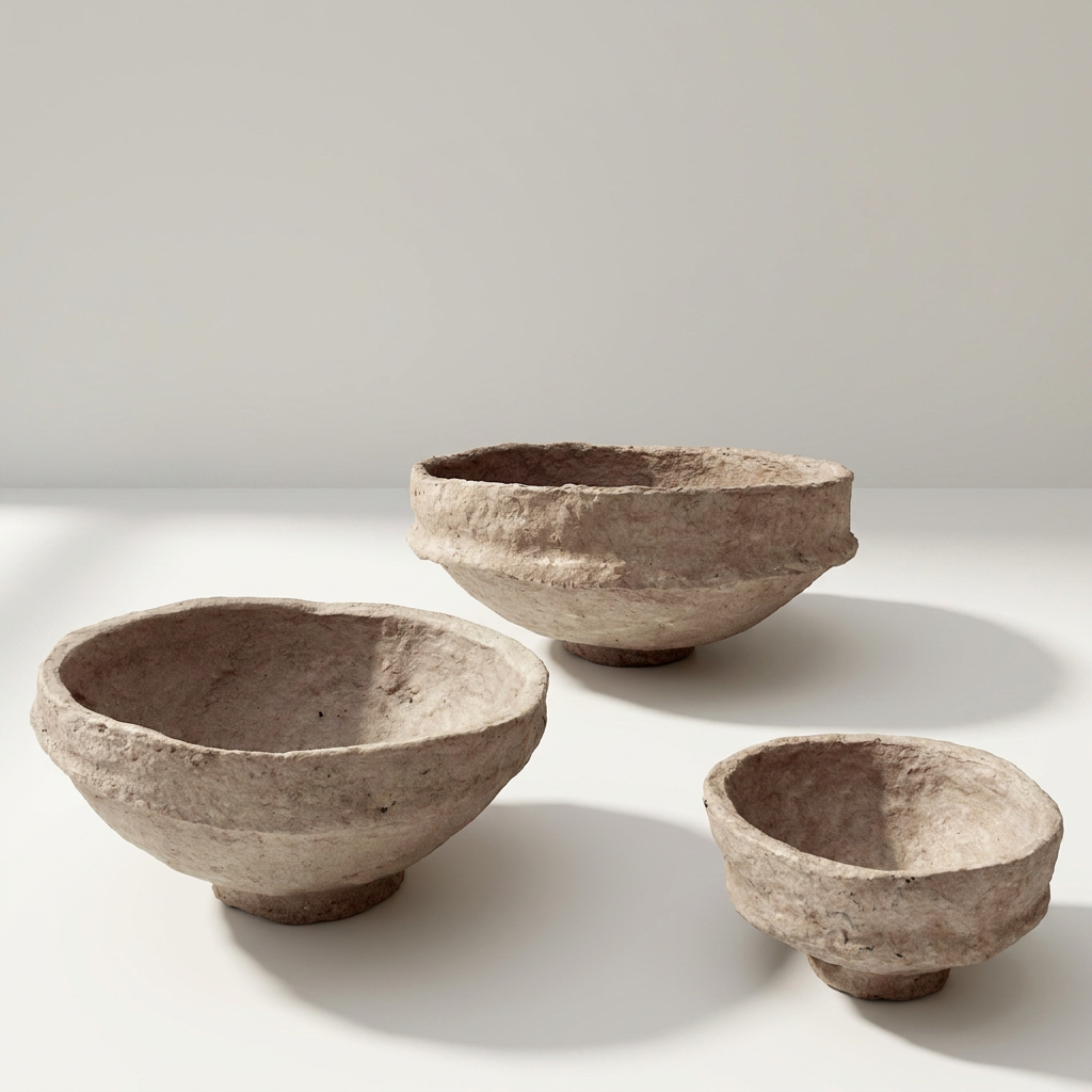 SUSTAIN Dekoschalen aus recyceltem Papiermaterial in Sand für Sideboard und Kommode – Lorenz Laurent Home