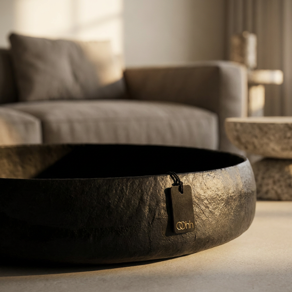 VAKO Tablett schwarz mit matter Pulp-Struktur für Tisch, Sideboard und Konsole – Lorenz Laurent Home