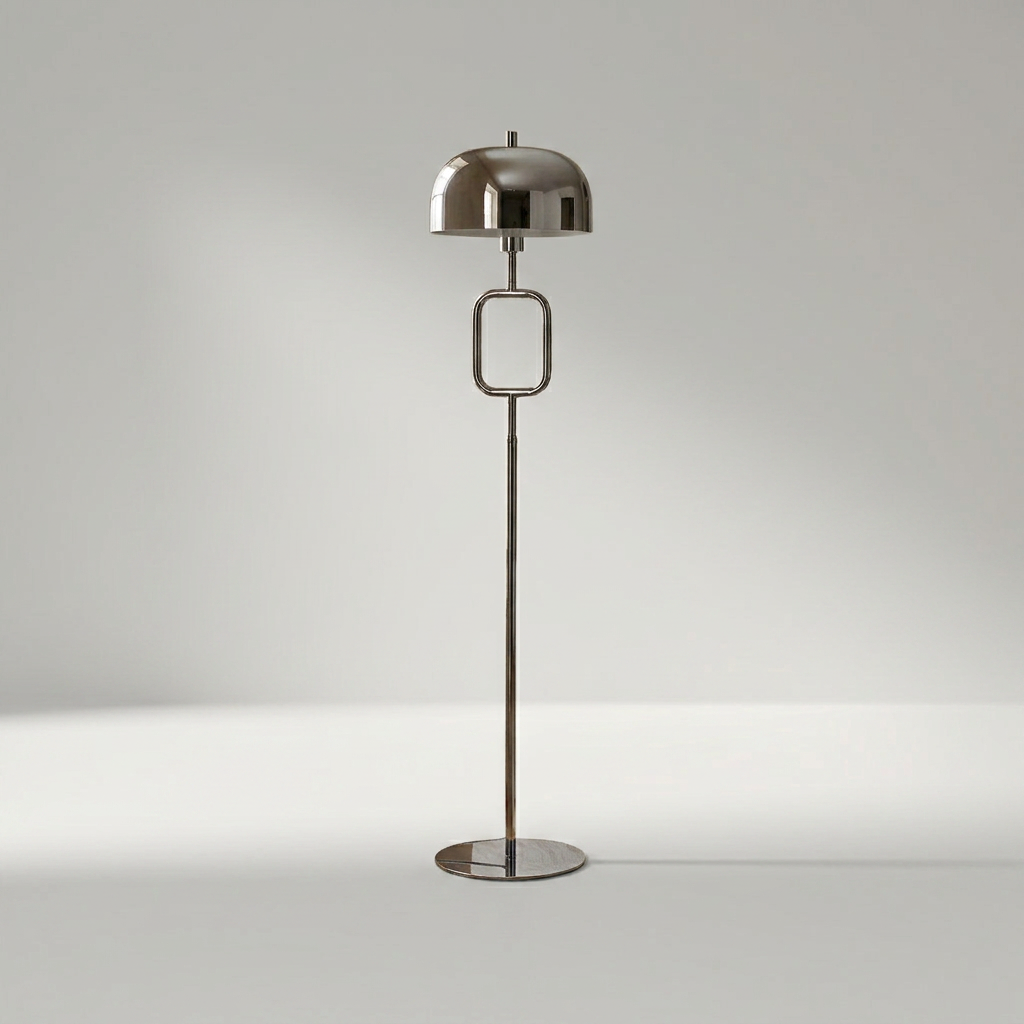 VION Stehlampe aus Metall in glänzendem Chrom, Ø 30 cm und 150 cm hoch – Lorenz Laurent Home
