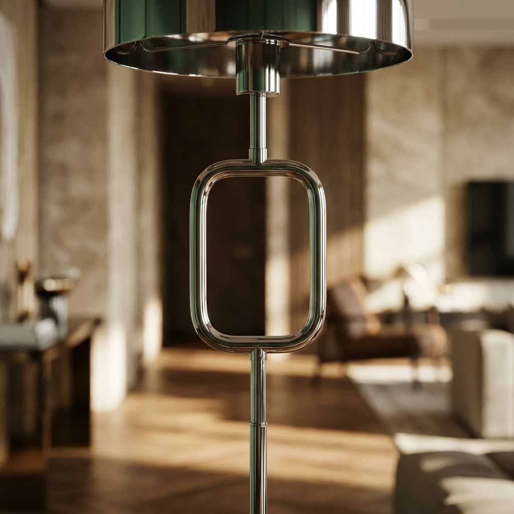VION Stehleuchte aus galvanisiertem Metall in Chrom mit E27-Fassung – Lorenz Laurent Home