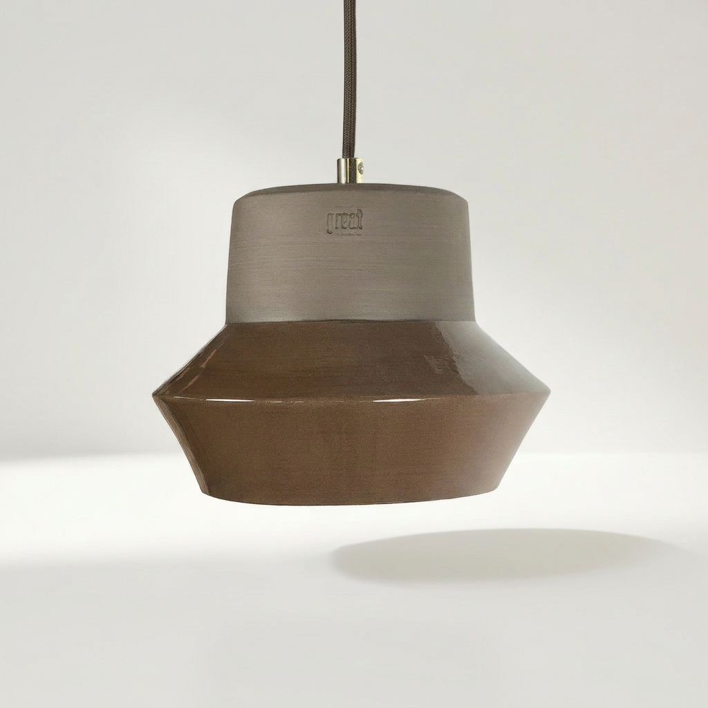 WAIKIKI Pendelleuchte in Keramikoptik mit dunkler Schokoladen-Glasur, Ø 20,5 cm – Lorenz Laurent Home
