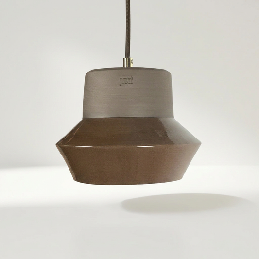 WAIKIKI Pendelleuchte in Keramikoptik mit dunkler Schokoladen-Glasur, Ø 20,5 cm – Lorenz Laurent Home