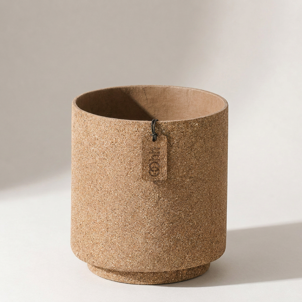 WOODZ Topf aus recyceltem Papier mit Oberfläche aus echten Sägespänen, Ø 13 x 13 cm – Lorenz Laurent Home