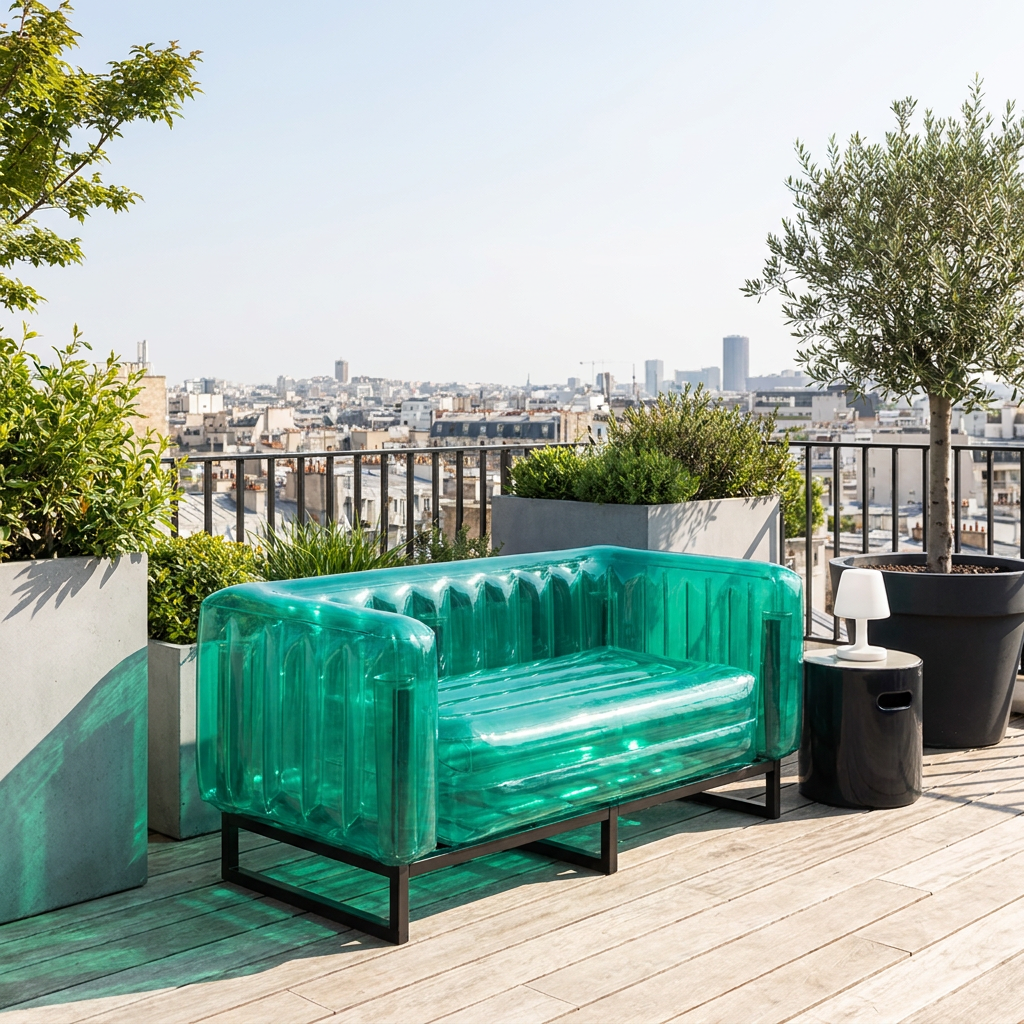 YOMI Sofa in Grün aus widerstandsfähigem TPU für Terrasse und Wohnraum – Lorenz Laurent Home