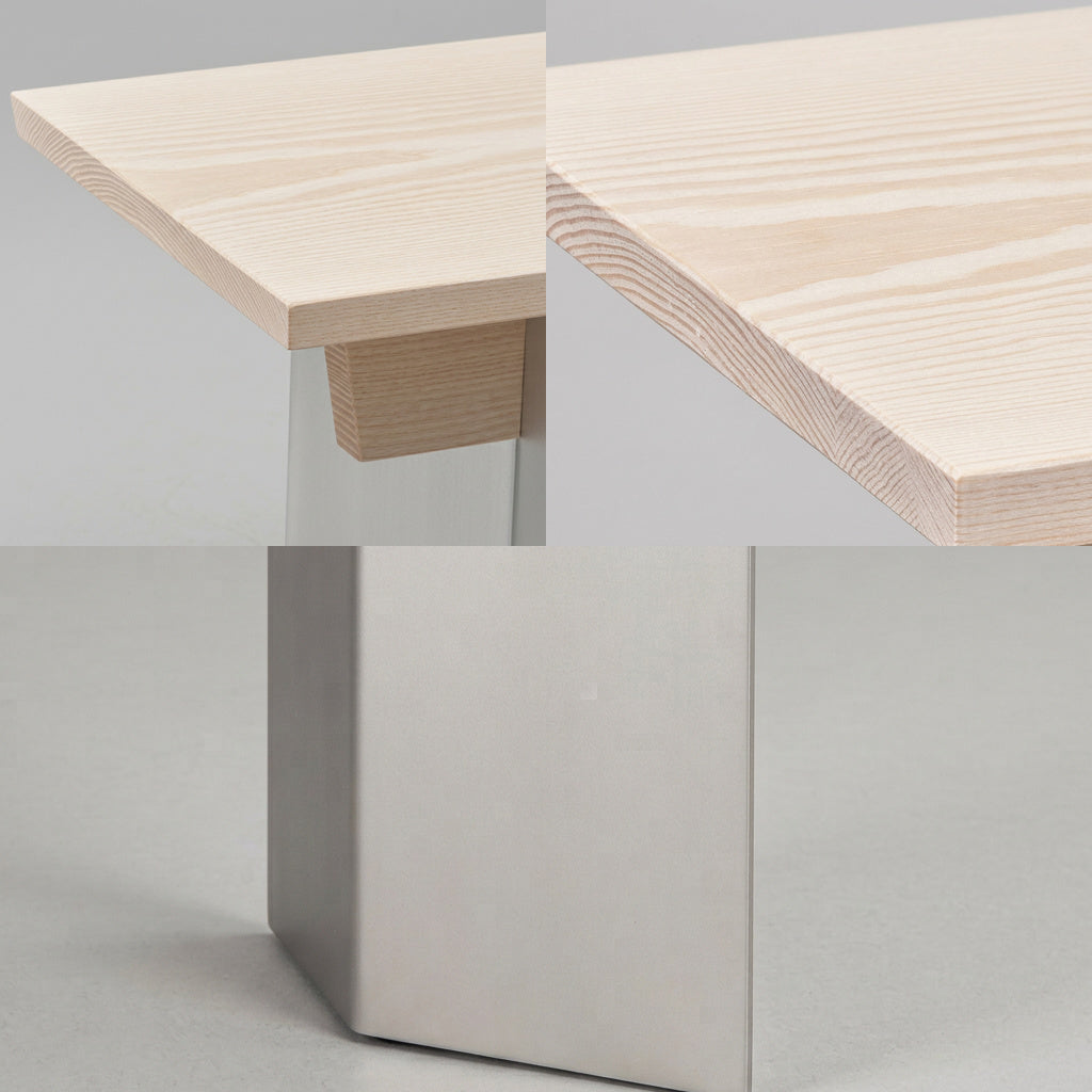 Lorenz Laurent – KNICK Bank im Detail, Maserung der Sitzbohle, Zarge am Blechbein und Fuß des Beins