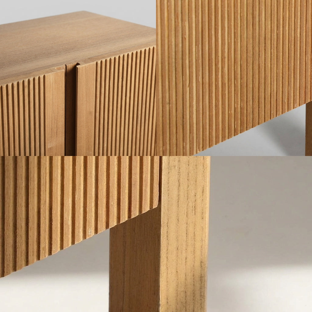 Lorenz Laurent – RIGA Lowboard im Detail, Griffmulde, geriffelte Front und gerades Bein
