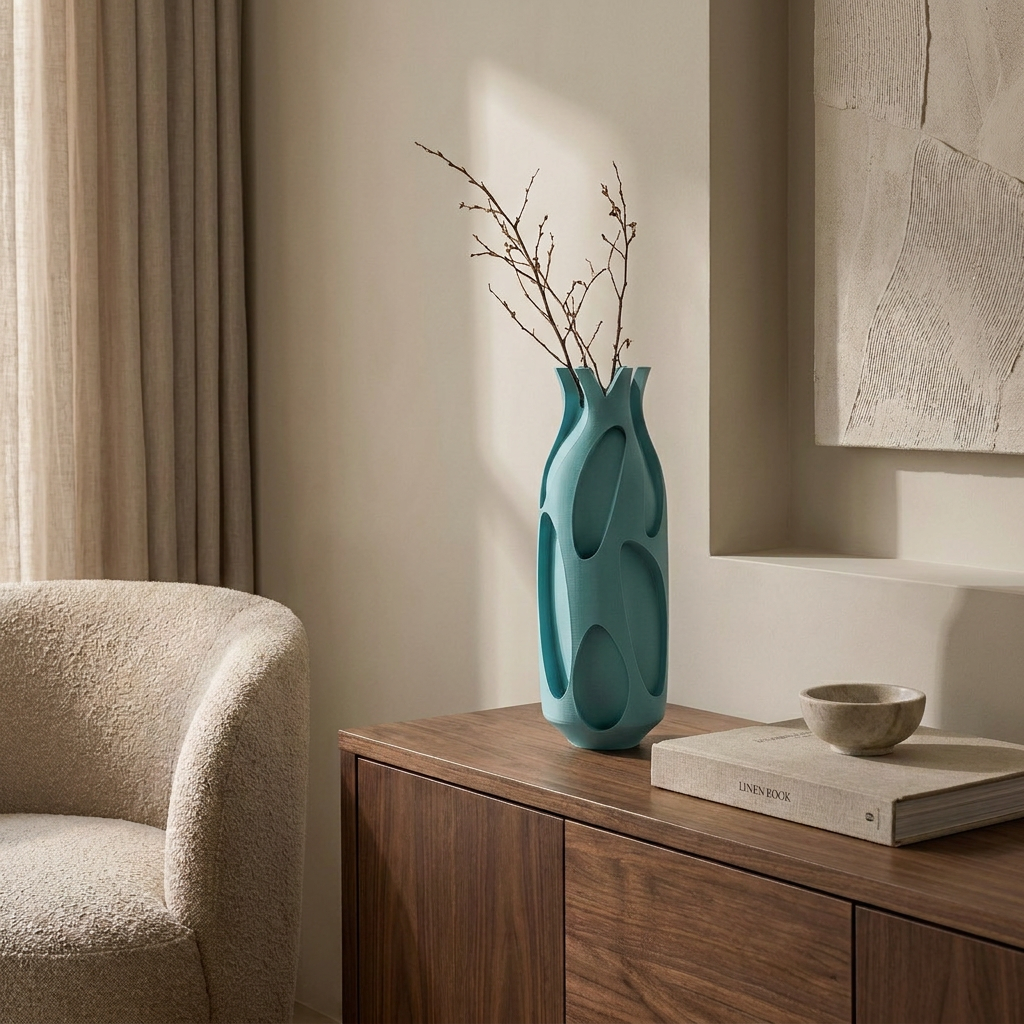 VACUA Vase mit abgerundeter Form und feinen Durchbrüchen, leicht mit nur 220 g – Lorenz Laurent Home