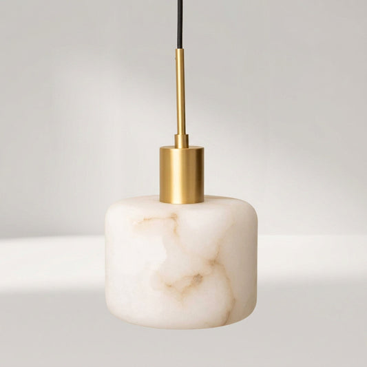 OPAL Pendelleuchte aus Alabaster mit Fassung aus satiniertem Messing