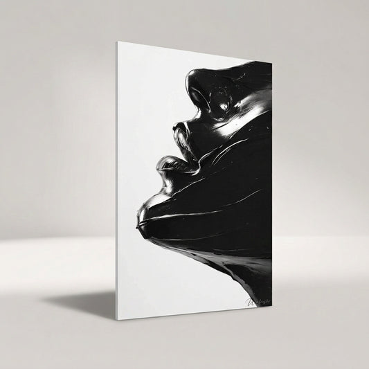 SPUR Wandbild auf Acrylglas, abstraktes Gesicht im Profil in Schwarz auf Weiß
